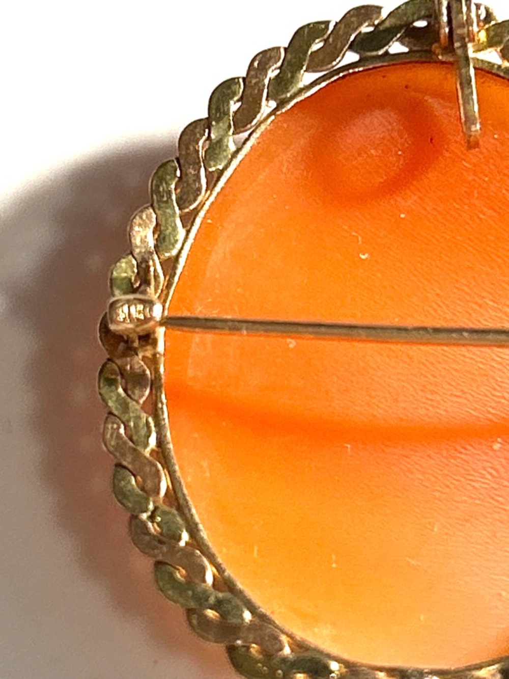 Antique Cameo Carved Shell 10K Gold Filled Brooch Pendant Signed EMESCO - Picture 6 of 7